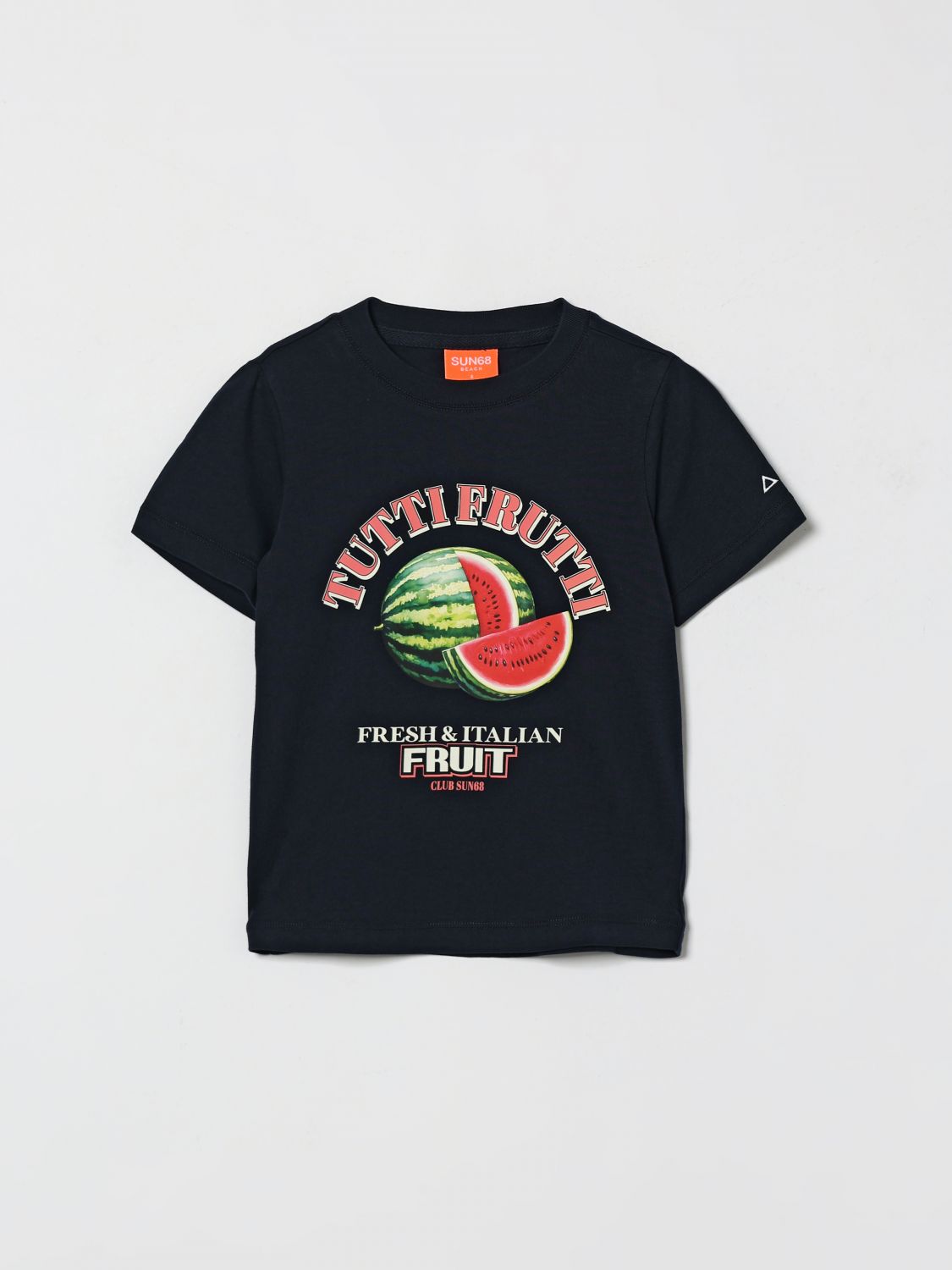 Sun 68 Kids' Sun68 Printed Cotton T-shirt In Black