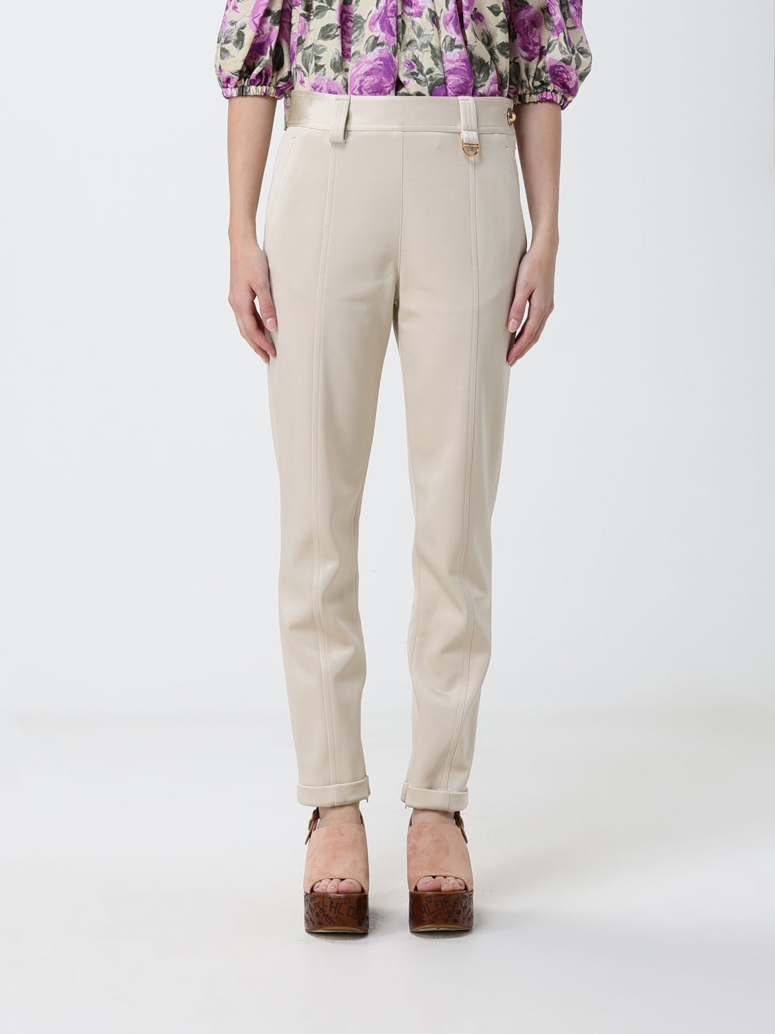 CHLOÉ Pantaloni slim fit in twill