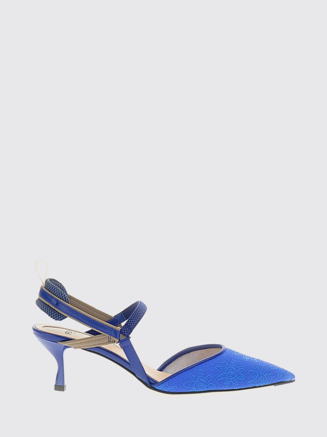 FENDI Slingback Colibrì Lite in pelle e tessuto con motivo floreale