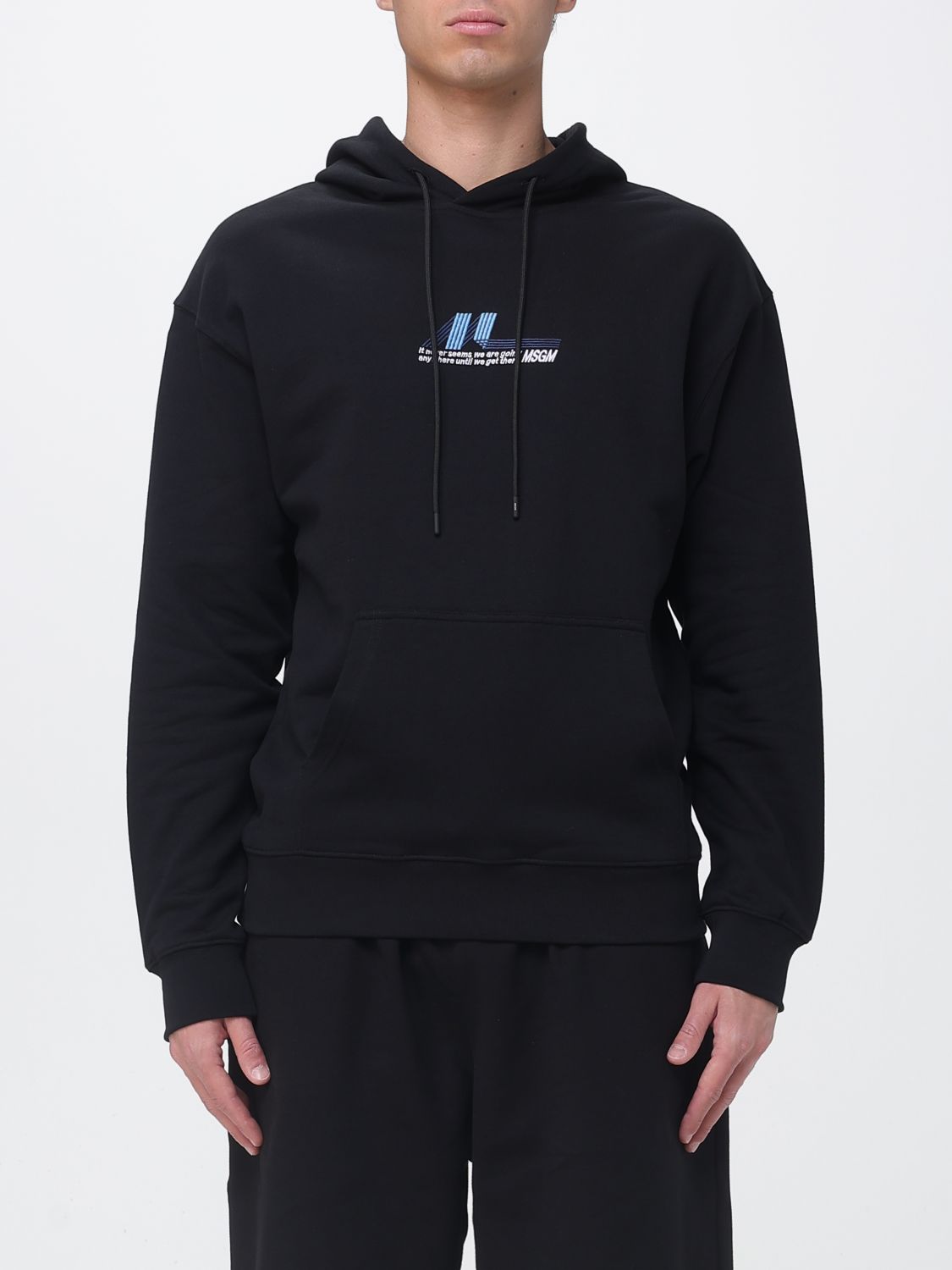 MSGM Cotton Hoodie With Logo　MSGM ロゴ入りコットン パーカー MSGM