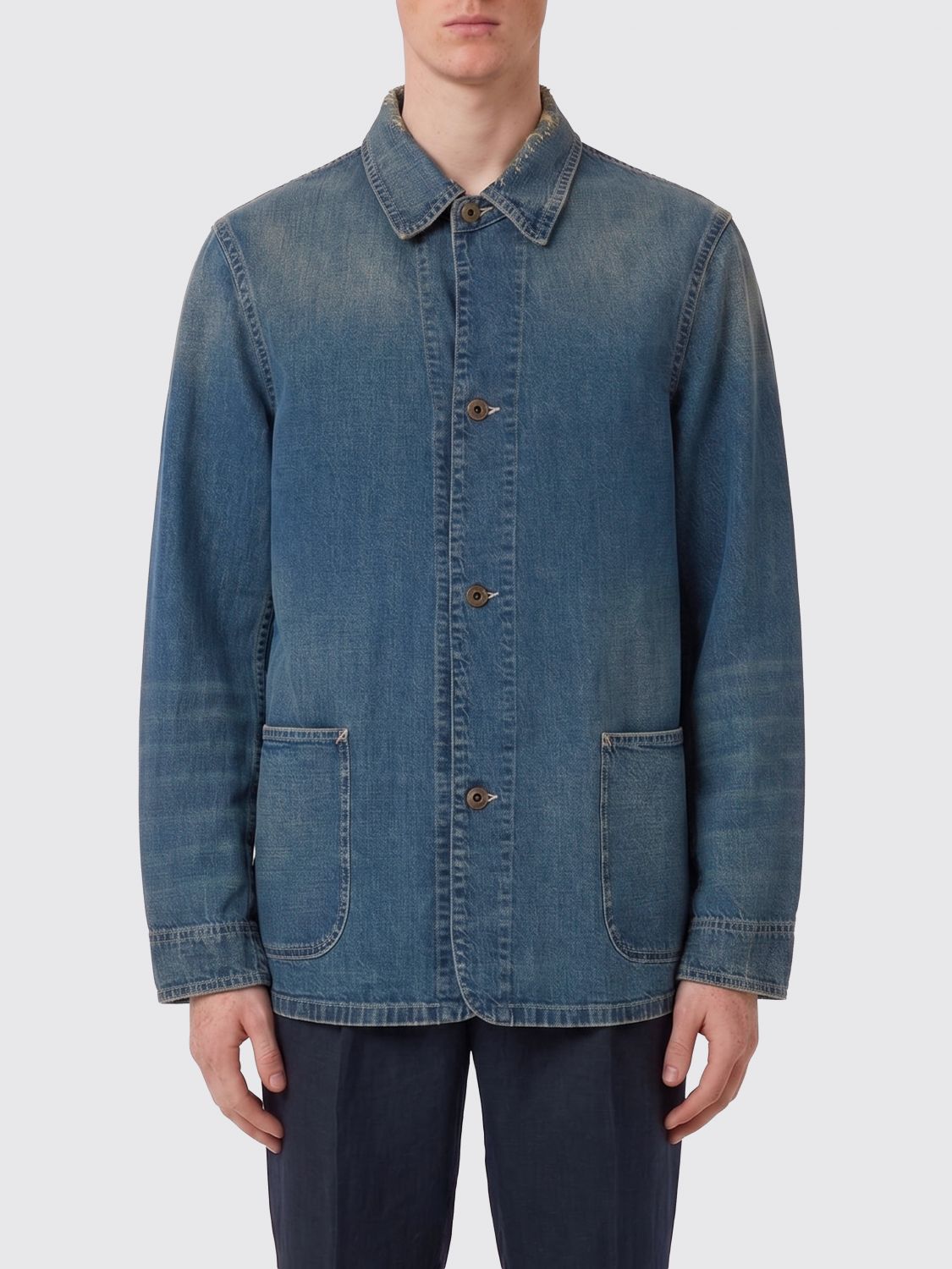 Maison Margiela MAISON MARGIELA Vintage Denim Shirt Jacket with Patch Pockets and Classic Collar　MAISON MARGIELA パッチポケットとクラシックな襟付きヴィンテージ