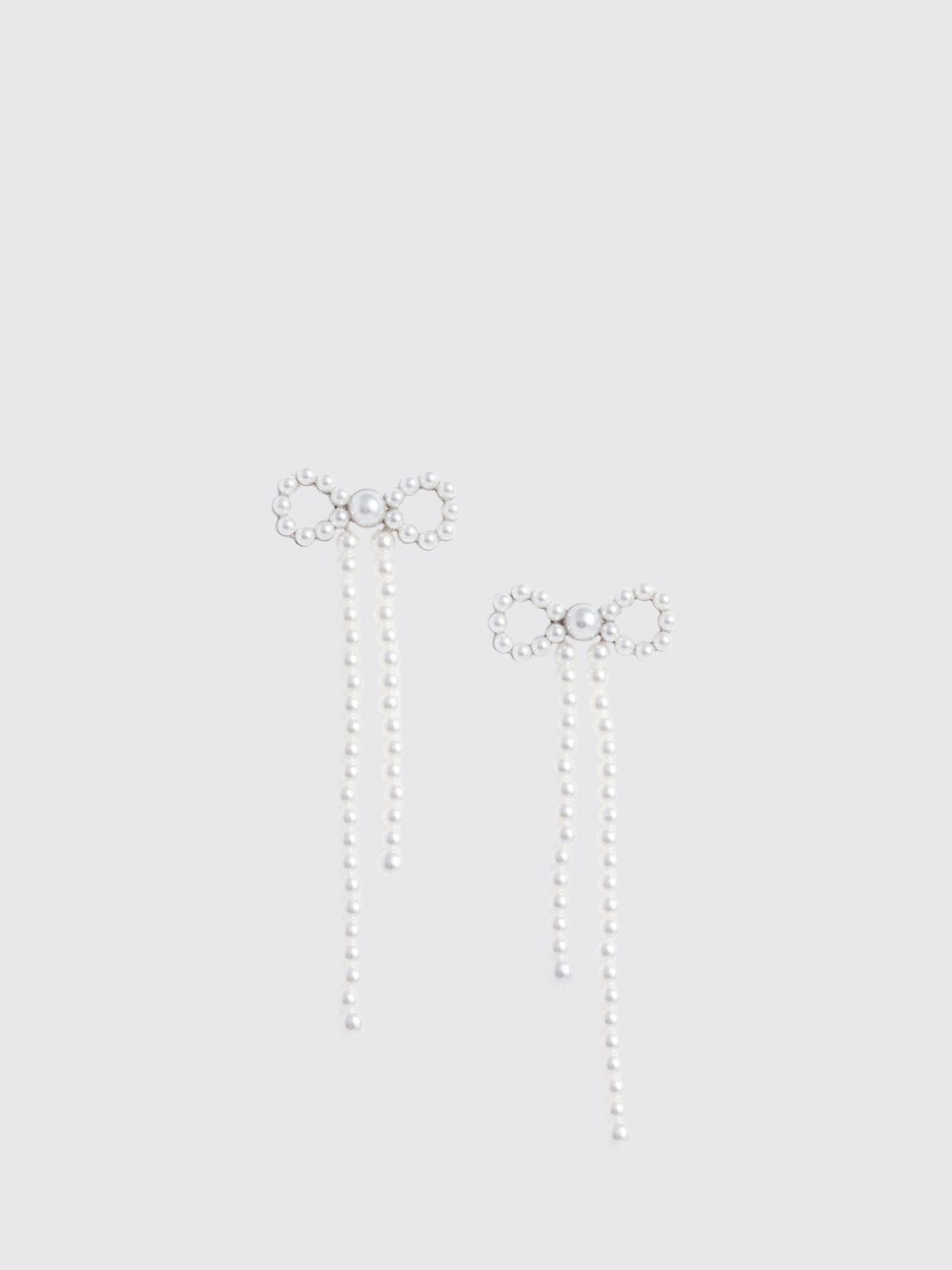 SELF-PORTRAIT Bow-Shaped Dangle Earrings with Crystals and Faux Pearls　SELF-PORTRAIT クリスタルとフェイクパールの弓型ダングル イヤリング SELF-PORTRAIT