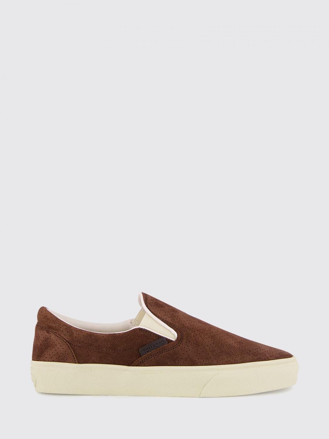 TOM FORD Perforated Suede Calfskin Slip-On Sneakers