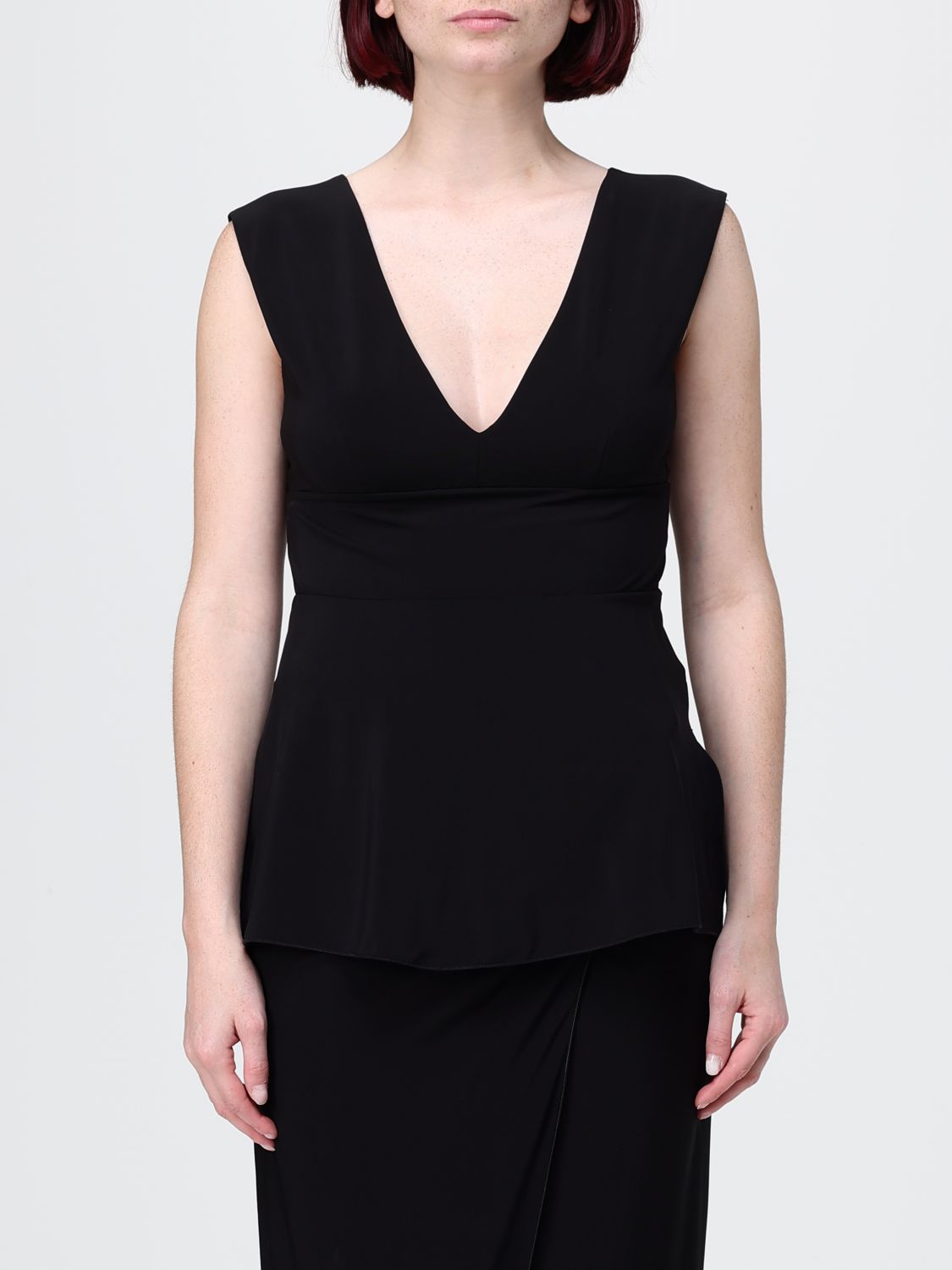 MAX MARA Oblare V-Neck Sleeveless Top in Stretch Viscose　MAX MARA オブレア V ネック ノースリーブ トップ (ストレッチ ビスコース) MAX