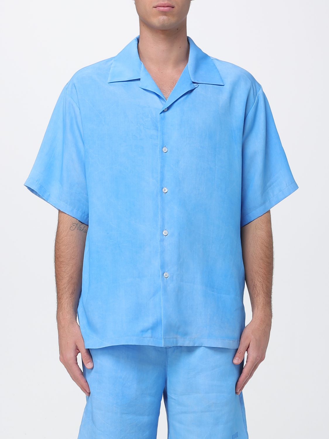 MSGM Short-Sleeved Lyocell Shirt with Cuban Collar　MSGM キューバ襟付き半袖リヨセル シャツ MSGM