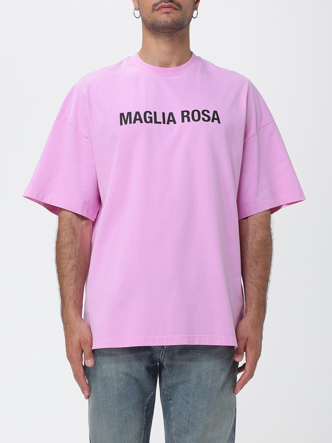 MSGM Relaxed Fit Cotton T-Shirt with Slogan Print and Dropped Shoulders　MSGM リラックスフィット コットン T シャツ、スローガンプリント、ドロップショルダー MSGM