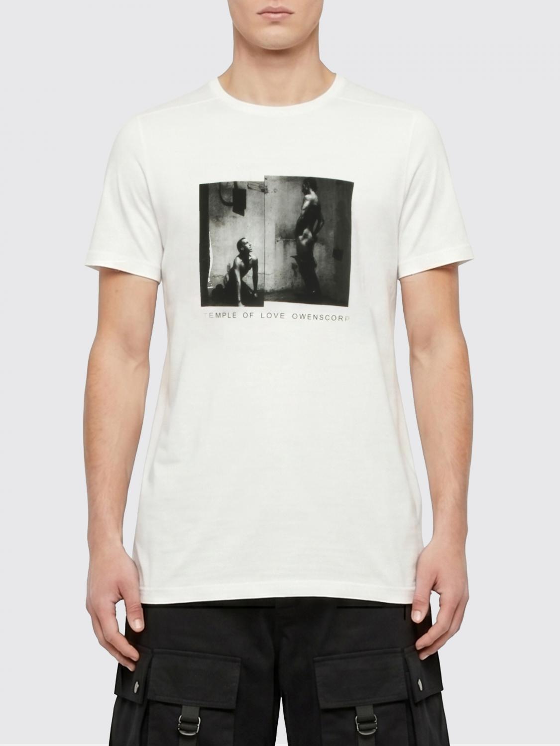 Rick Owens DRKSHDW Slim Fit Cotton T-Shirt with Contrasting Graphic Print　Rick Owens DRKSHDW スリムフィット コットン T シャツ コントラストグラフィックプリント Rick