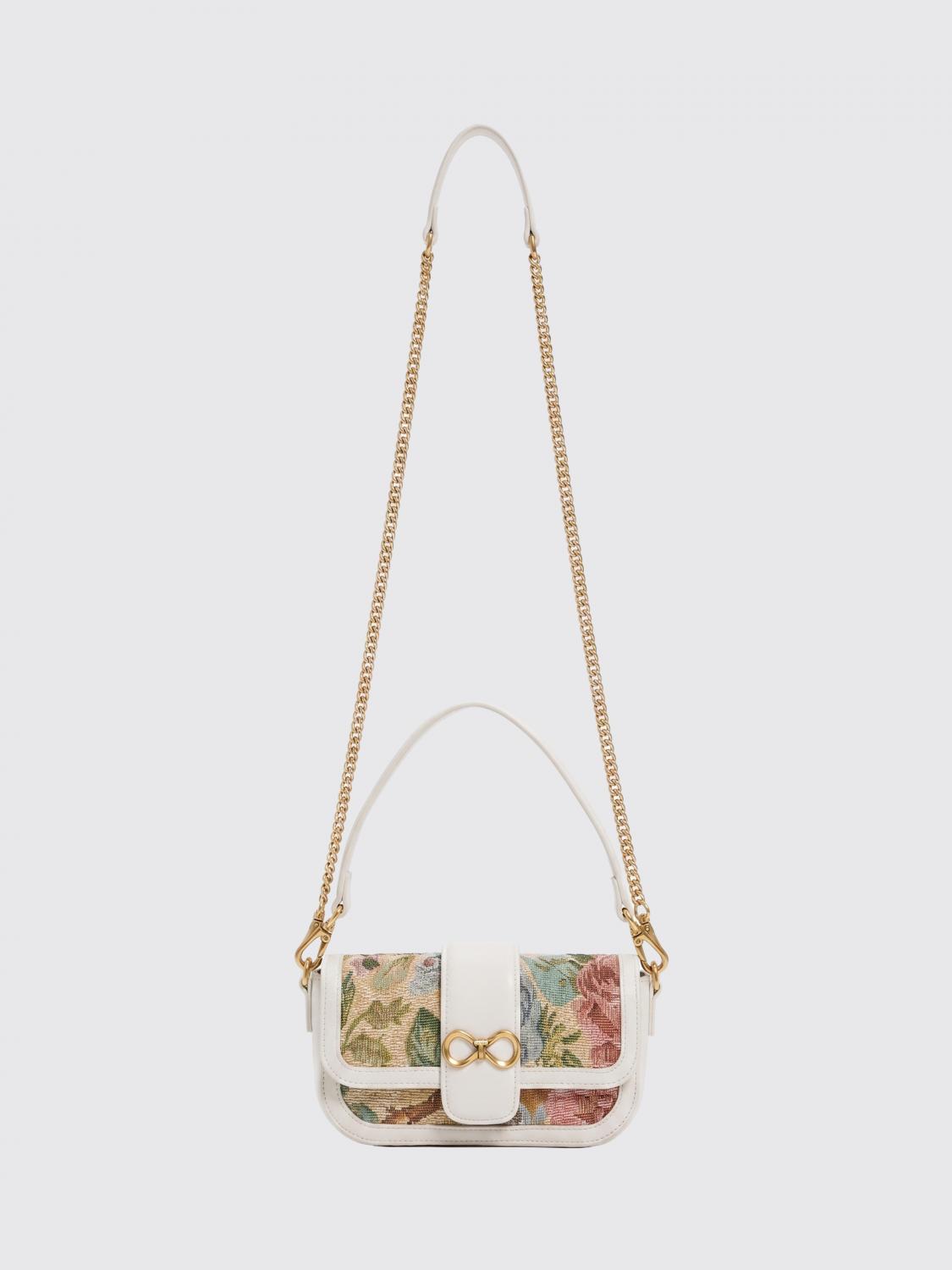 Twinset Mini borsa a spalla in canvas a stampa floreale con tracolla a catena