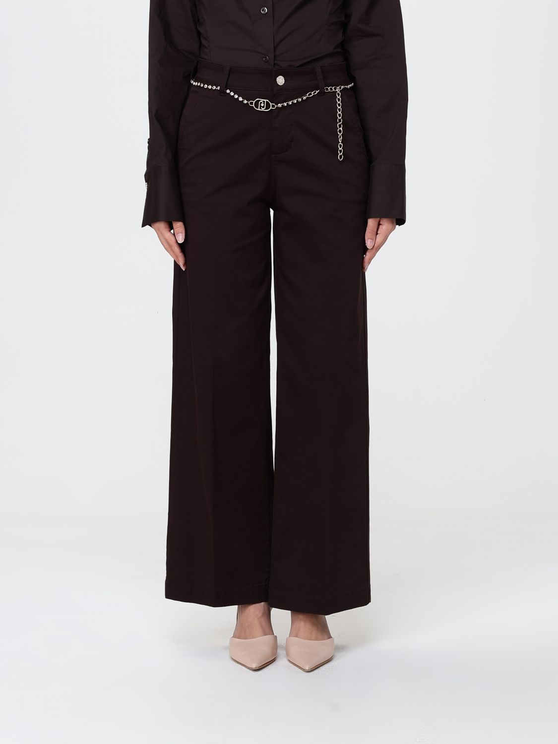 LIU JO Hoch taillierte Cropped-Hose aus Baumwollmischung mit Schmuckgürtel