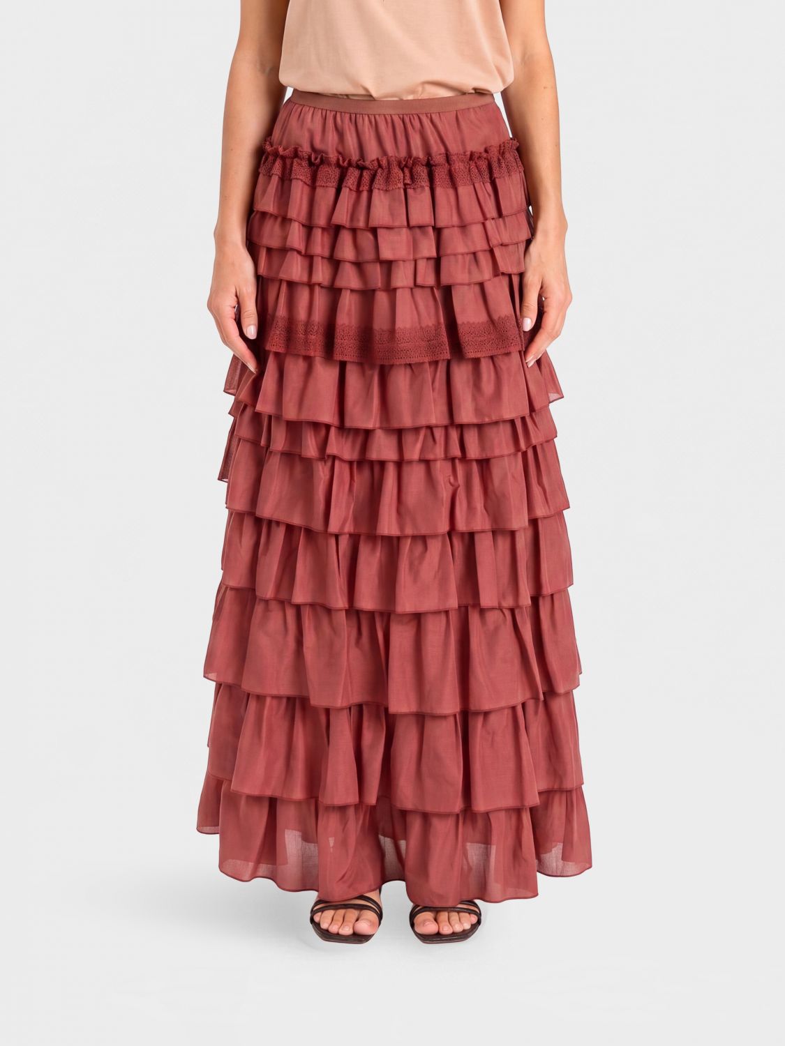 Actitude Twinset Cotton Skirt with Ruffles · L