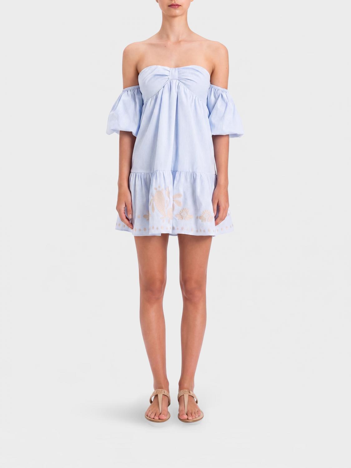 Actitude Twinset A-Line Mini Dress in Cotton with Off-the-Shoulder Design · L