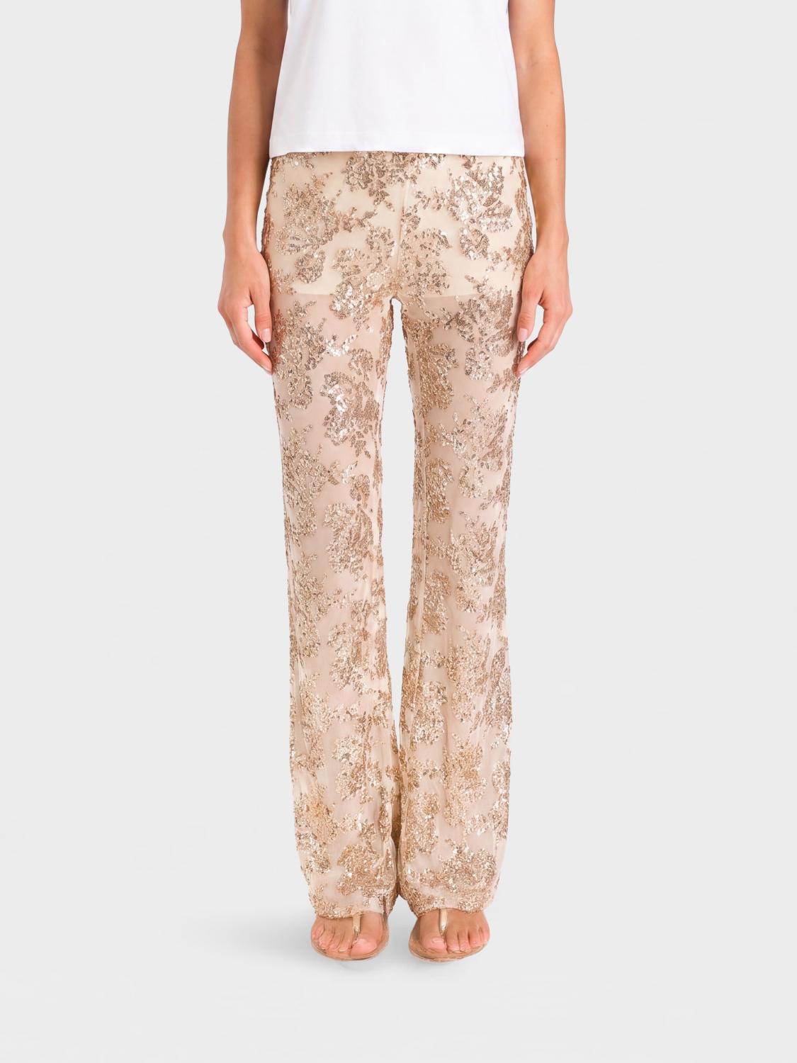 Actitude Twinset Slim Fit Jersey Trousers with Embroidered Sequins