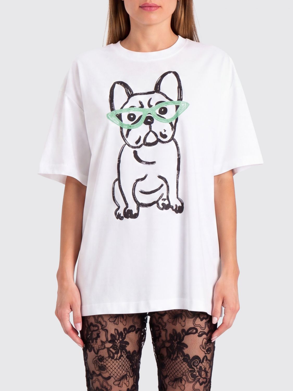 Actitude Twinset Baumwoll-T-Shirt mit Hunde-Print