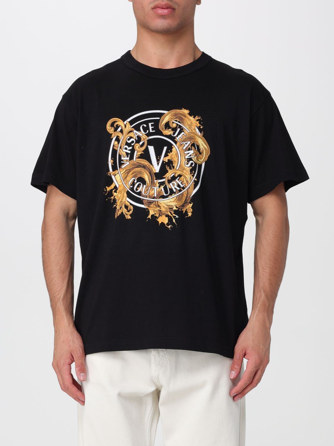 VERSACE JEANS COUTURE T-shirt in cotone con stampa barocca