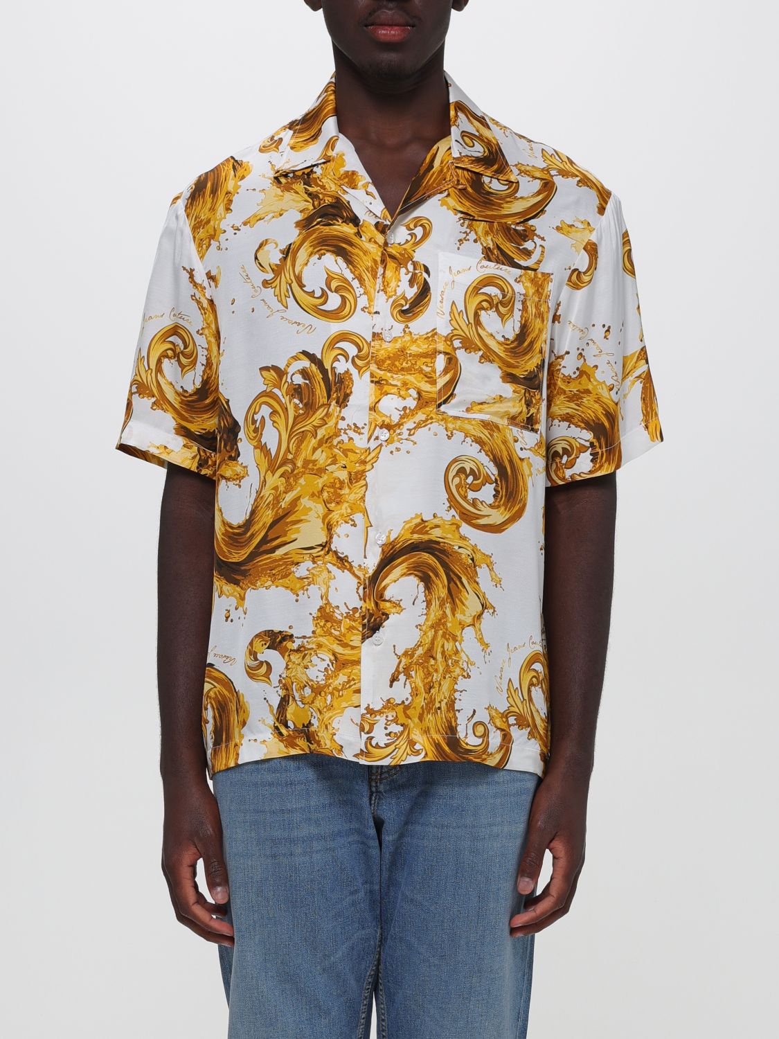 VERSACE JEANS COUTURE Camicia casual in viscosa con stampa Versace Baroque