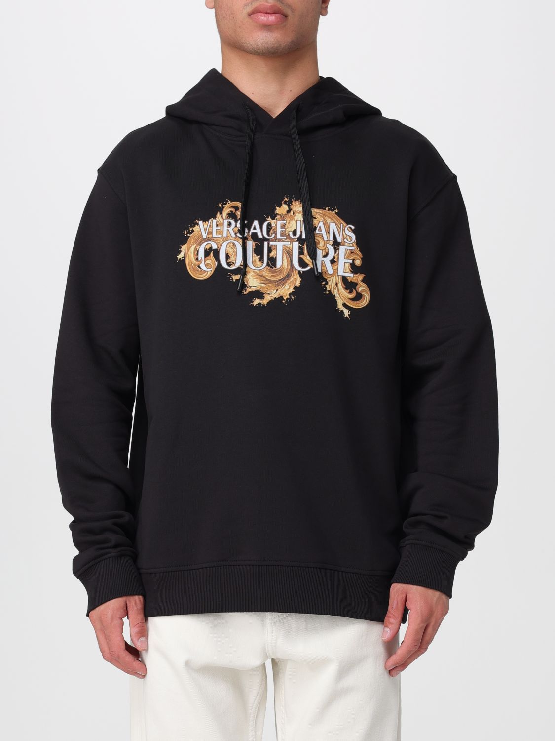VERSACE JEANS COUTURE Felpa con cappuccio in cotone con logo
