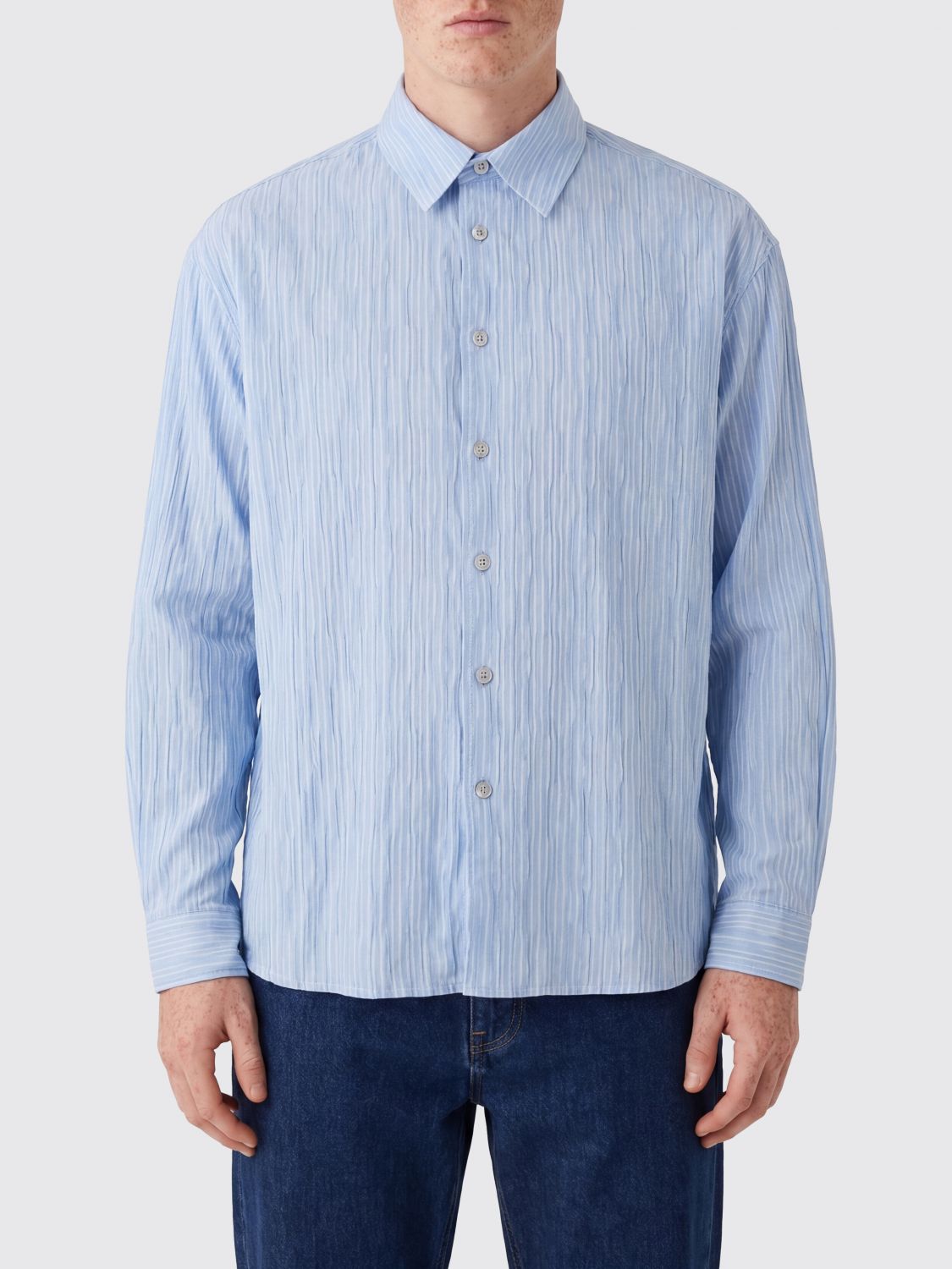 COOR Camicia plissettata in misto cotone