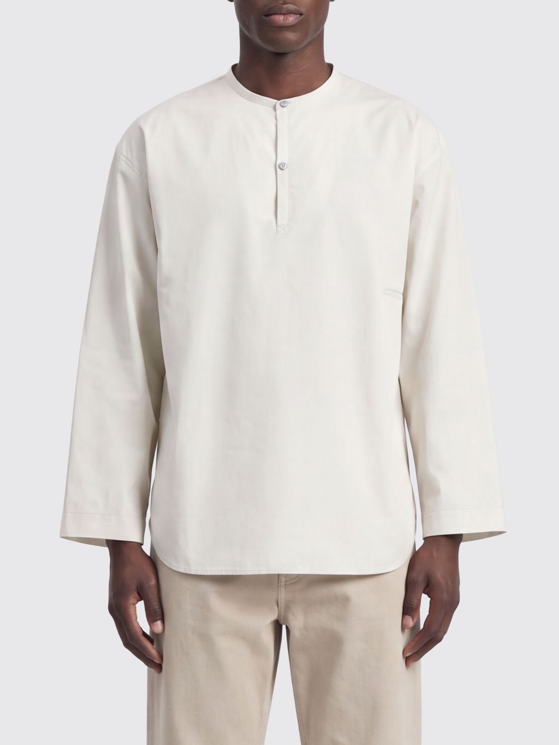 Lemaire LEMAIRE Relaxed Fit Crewneck Shirt in a Cotton and Silk Blend　LEMAIRE コットンとシルクブレンドのリラックスフィット クルーネック シャツ
