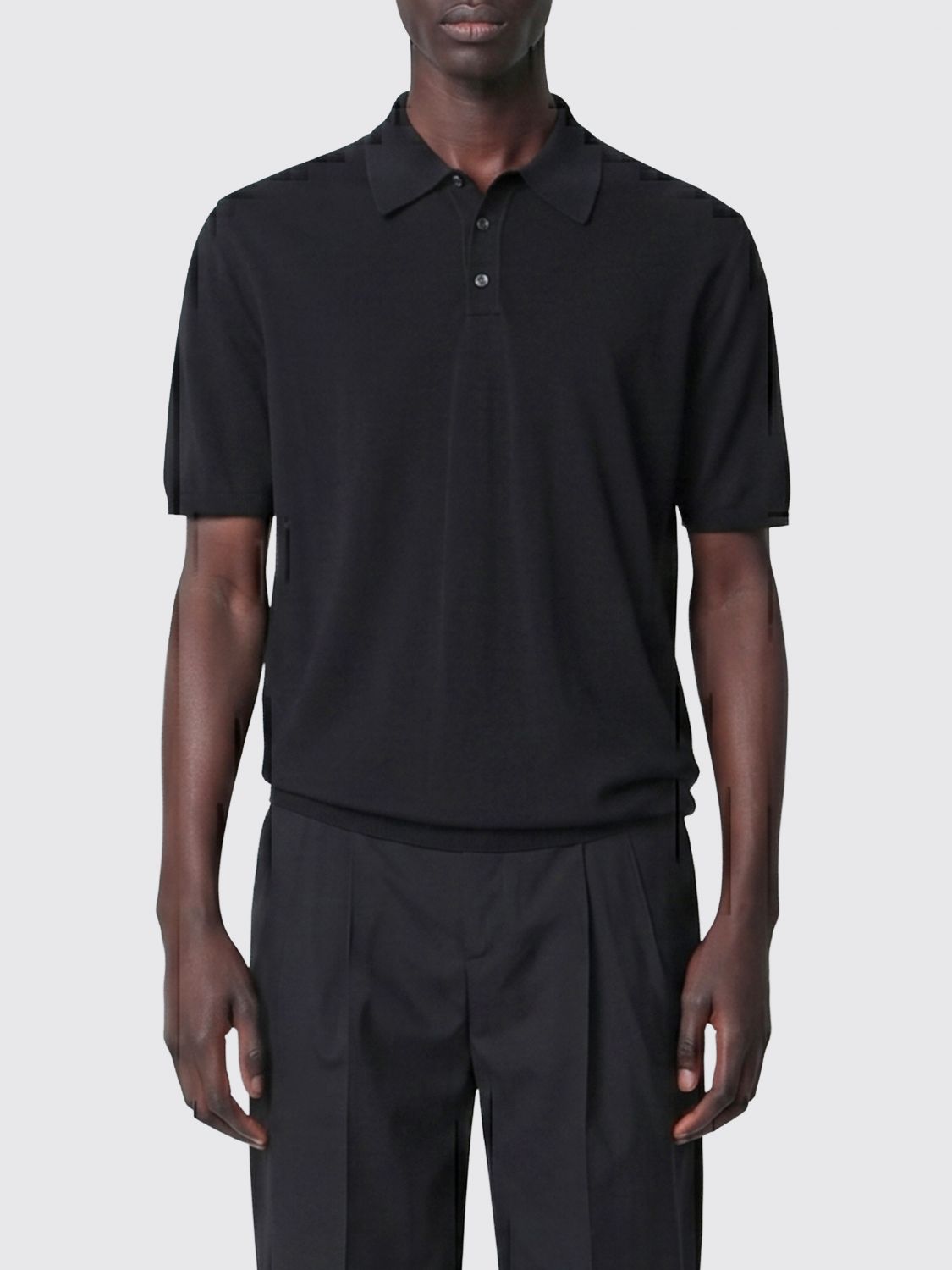 ROBERTO COLLINA Kurzärmeliges Baumwoll-Poloshirt mit Drei-Knopf-Leiste