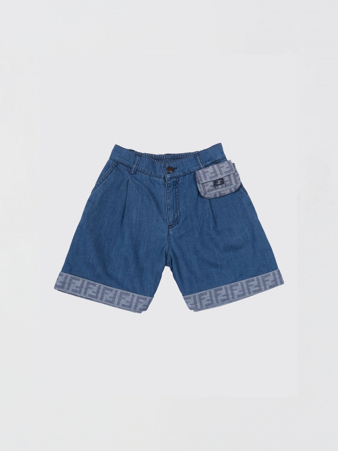 FENDI Pantaloncini in denim con pochette