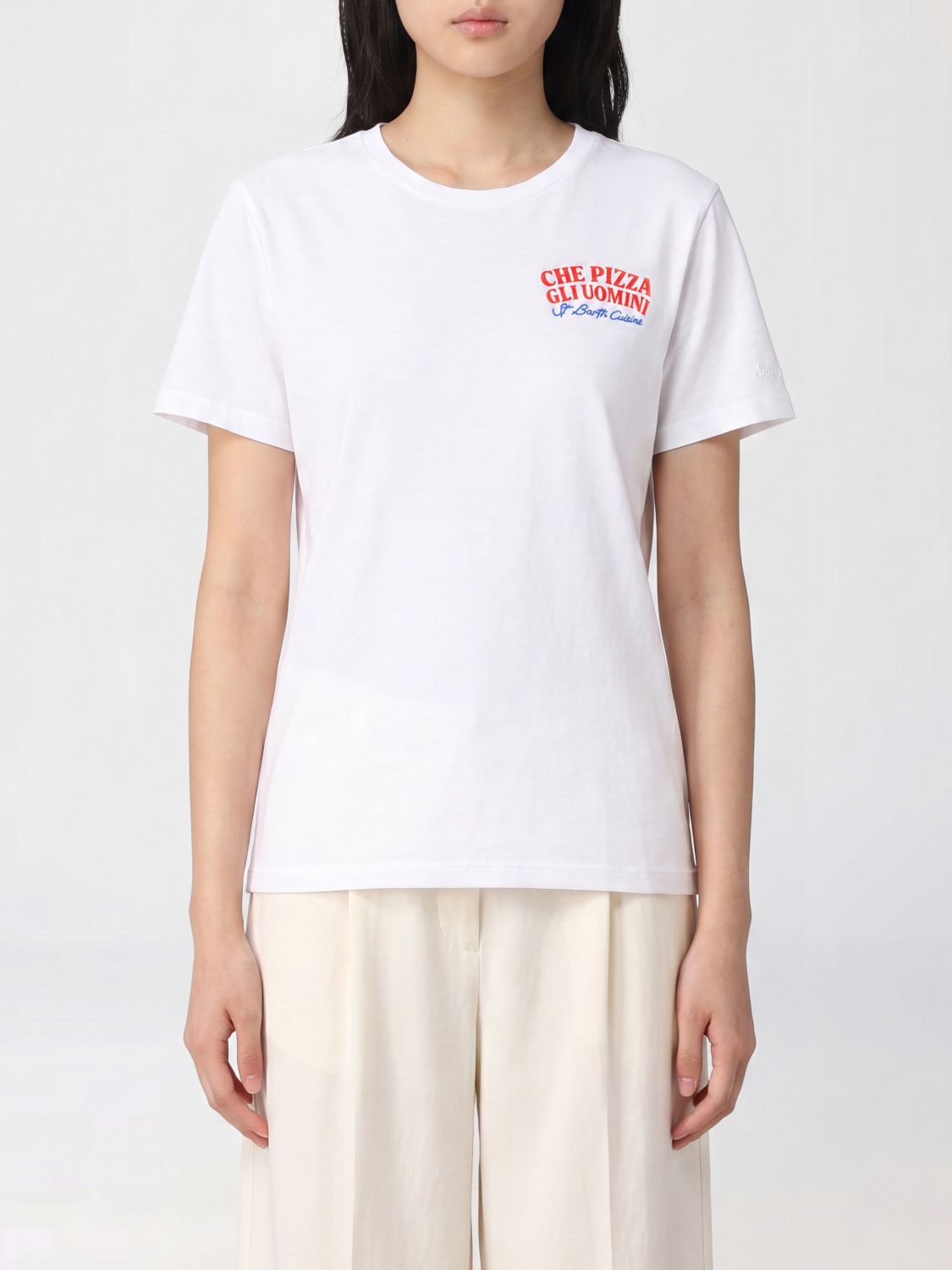Mc2 Saint Barth Crewneck Cotton T-shirt with Graphic Print and Logo · M