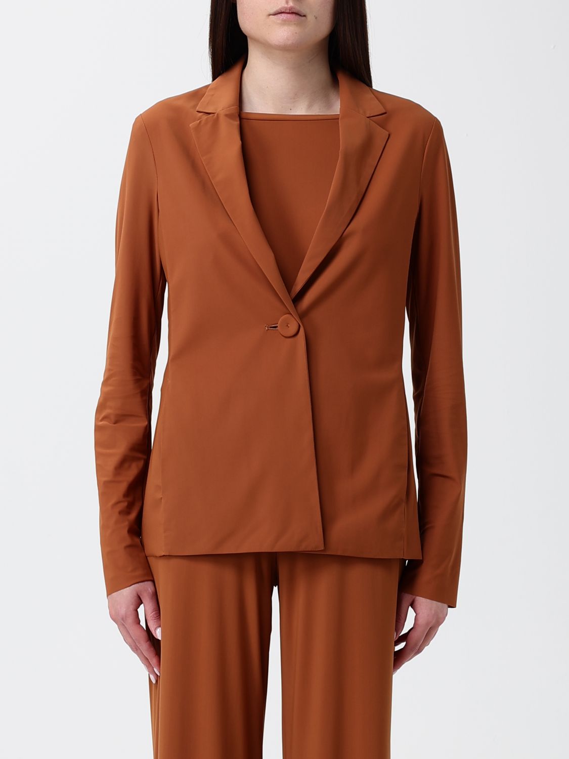 MALIPARMI Einreihiger kurzer Jersey-Blazer mit Ein-Knopf-Verschluss