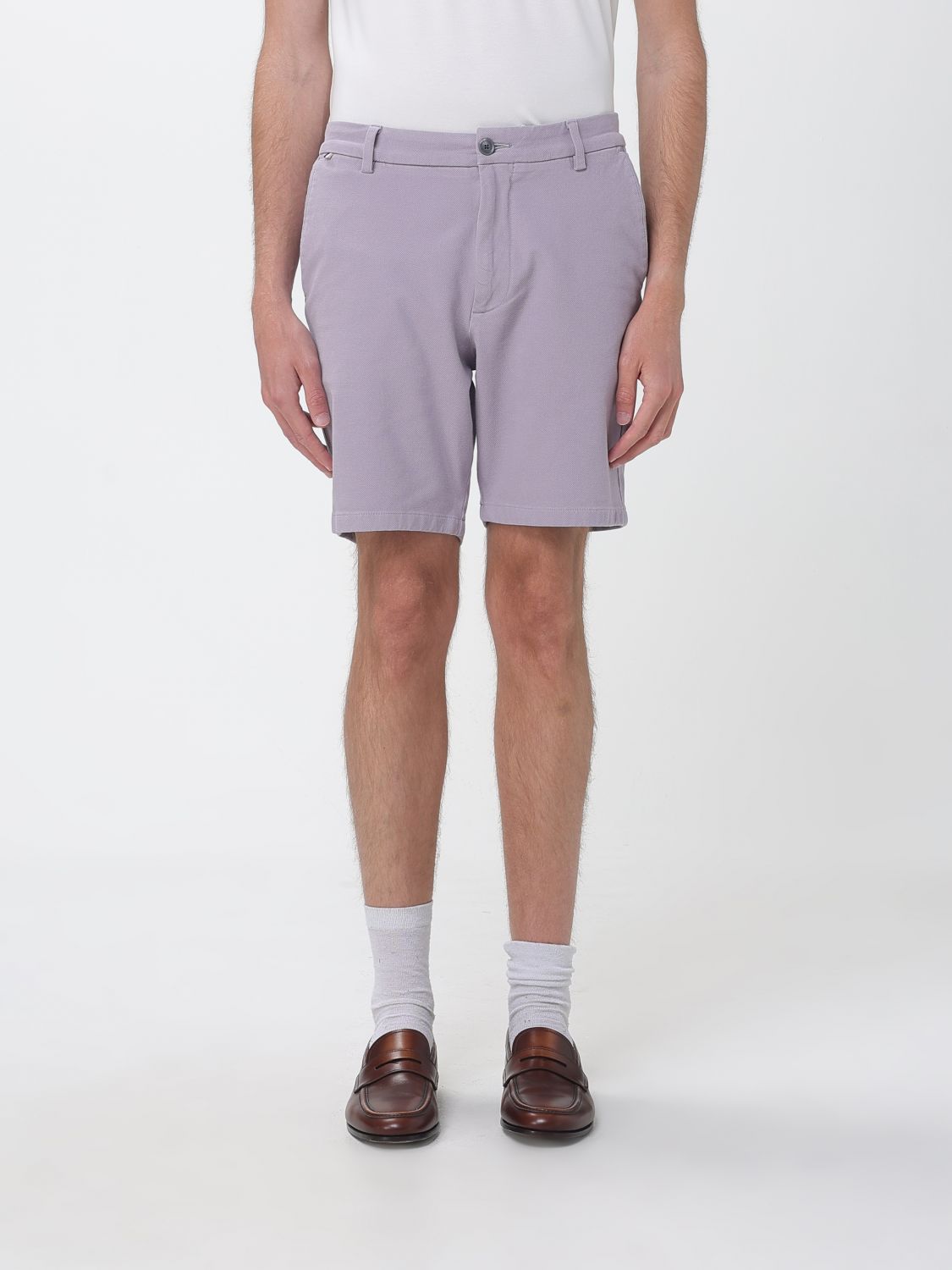 Boss Stretch Cotton Chino Shorts with Mid-Rise and Slant Pockets