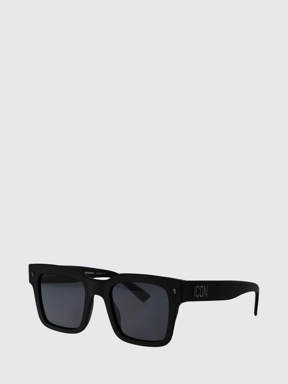 DSQUARED2 Occhiali da sole Icon rettangolari in acetato nero con logo applicato