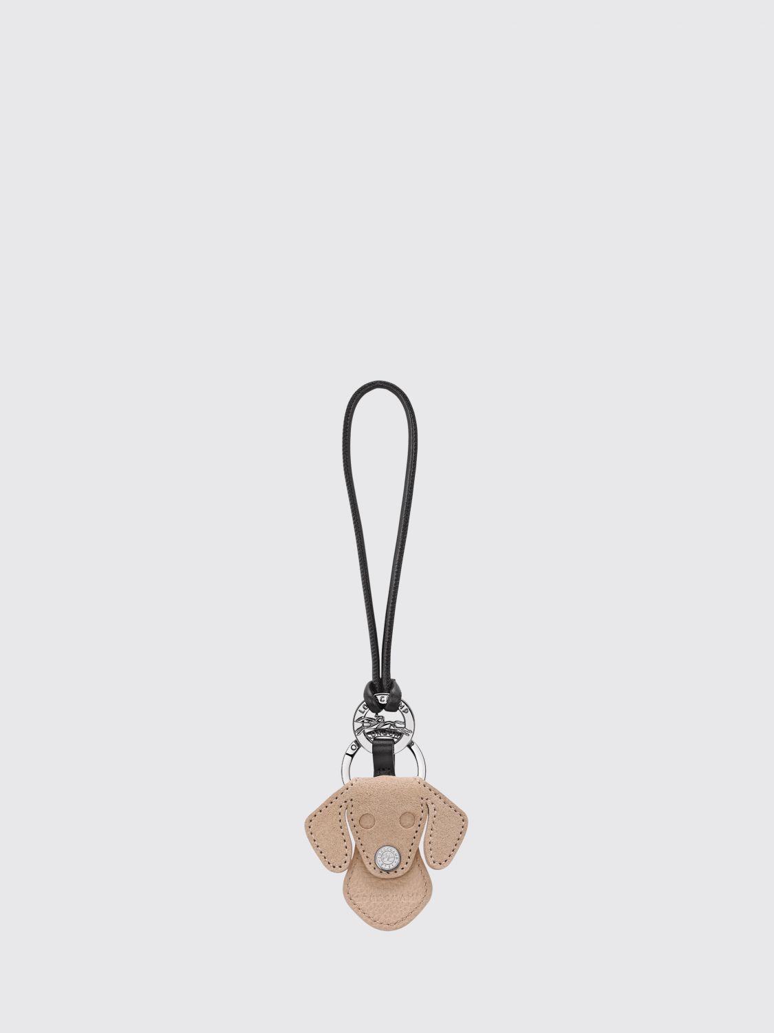 LONGCHAMP Portachiavi Dog in pelle scamosciata a forma di animale con anello
