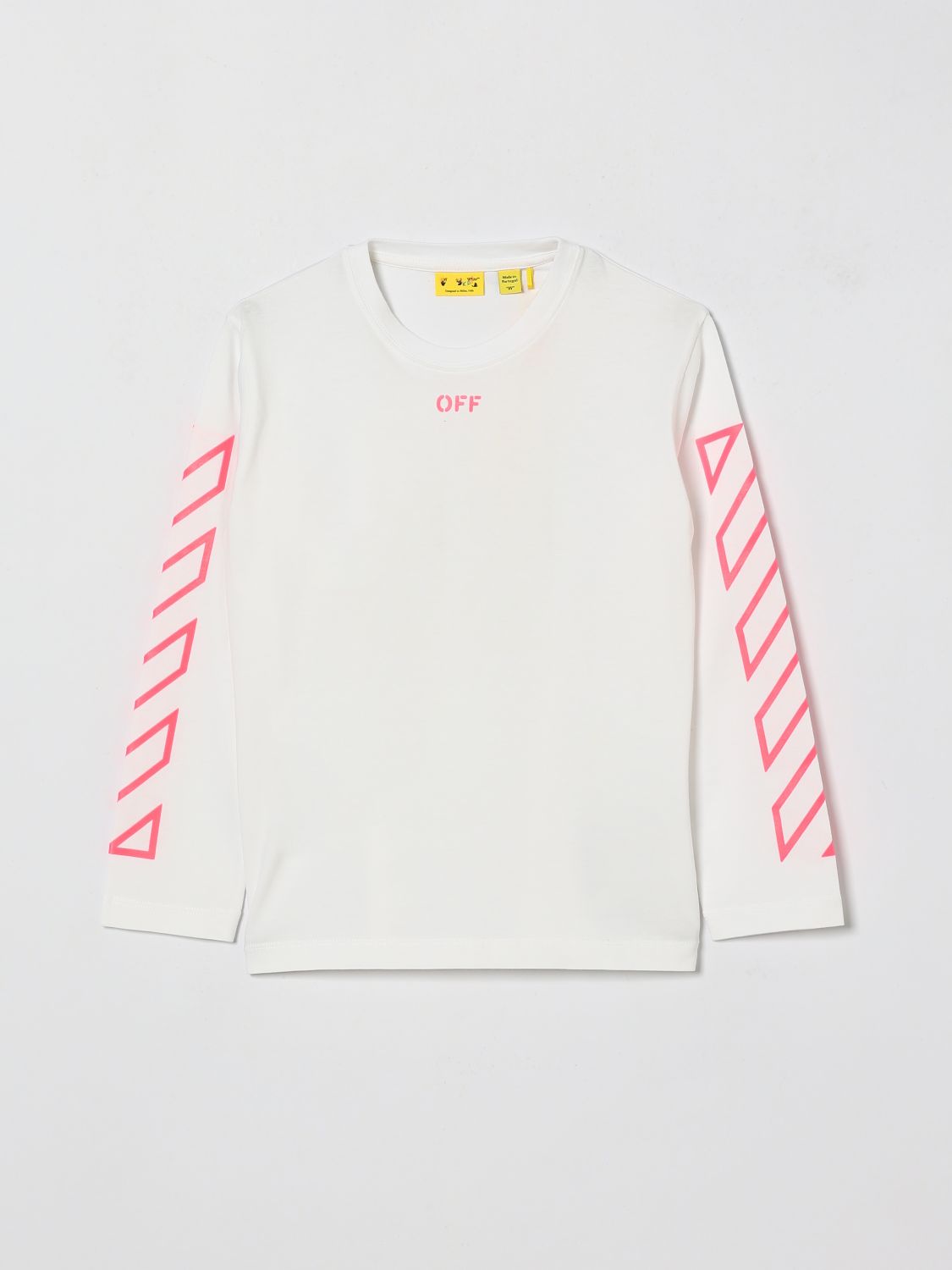 Off-White Kids Boy's Long-Sleeved T-Shirt with Diagonal Logo　オフホワイト キッズ ボーイズ 長袖 T シャツ ダイアゴナル ロゴ Off-White
