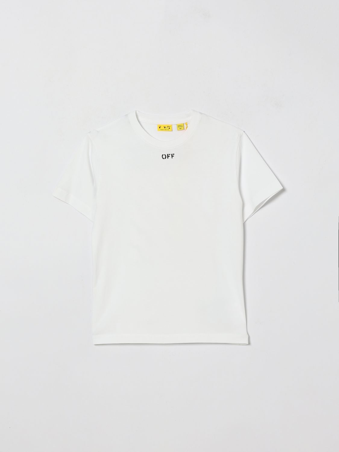 Off-White Kids Boy's Cotton T-Shirt with Diagonal Graphic Print　オフホワイト キッズ ボーイズ コットン T シャツ ダイアゴナル グラフィック プリント Off-White