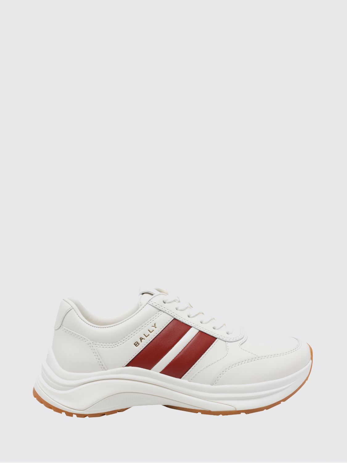 BALLY Low-Top Calf Leather Sneakers with Striped Detail and Chunky Sole　BALLY ロートップ カーフレザー スニーカー、ストライプのディテールとチャンキーソール BALLY