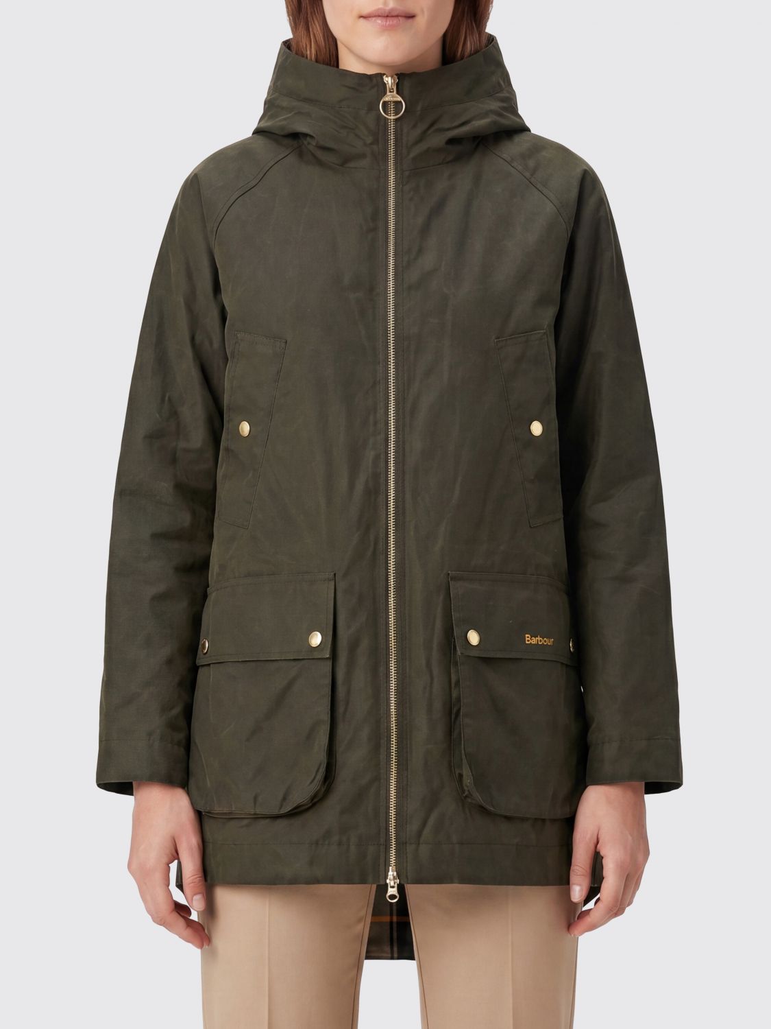 BARBOUR Parka a vento con cappuccio in misto cotone