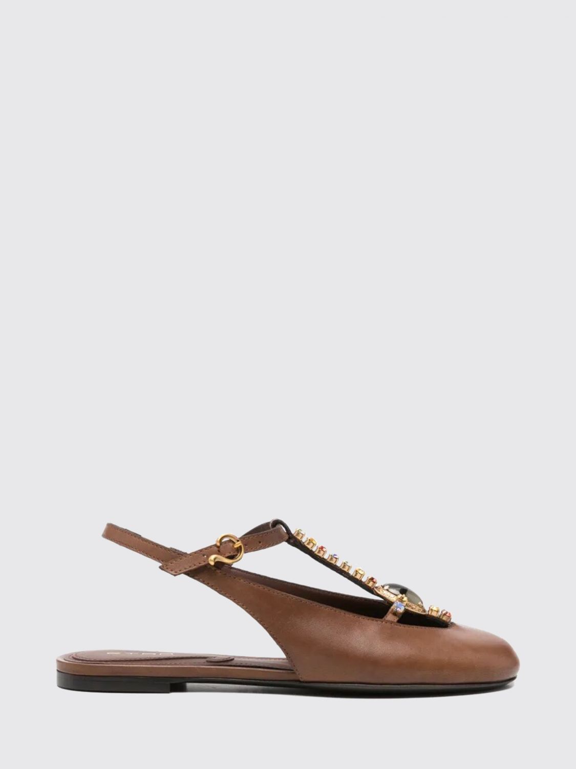 ETRO ETRO Embroidered Calfskin Slingback Flats with Crystal Embellishments　ETRO 刺繍 カーフスキン スリングバック フラット クリスタル装飾付き