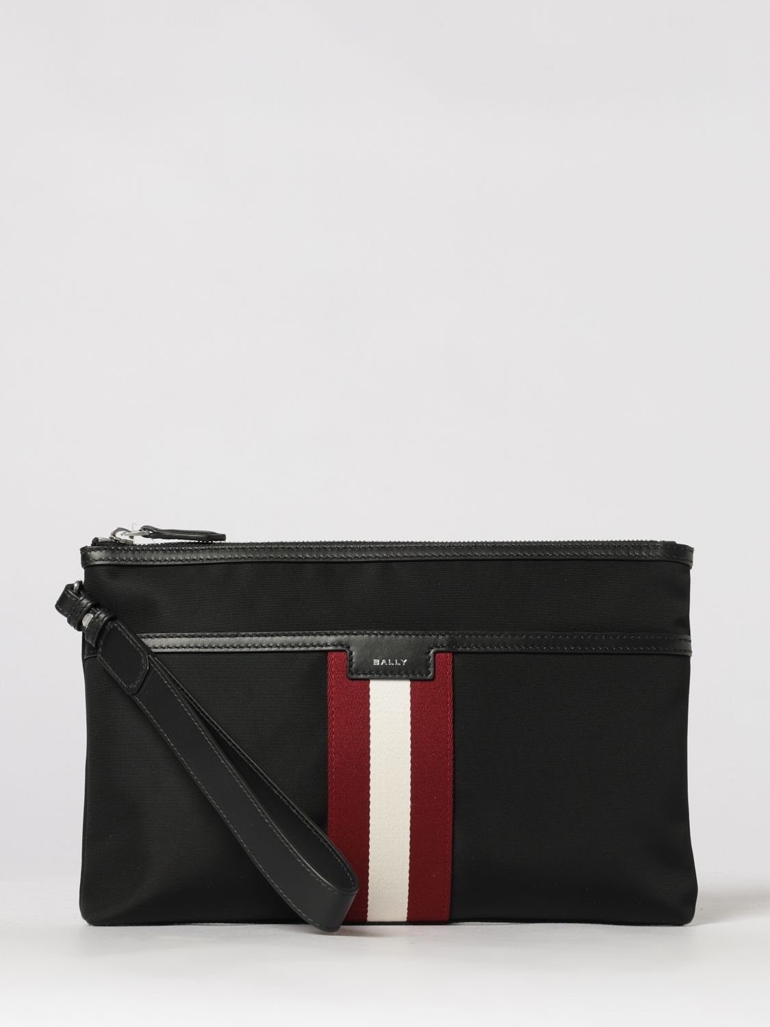 BALLY Code Nylon Document Holder with Stripe Detail and Removable Handle　BALLY コード ナイロン ドキュメント ホルダー、ストライプのディテールと取り外し可能なハンドル付き BALLY