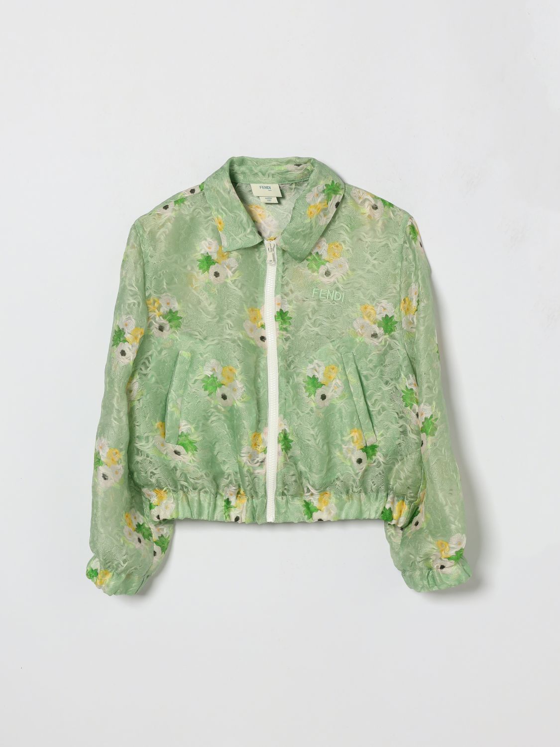 FENDI Giacca camicia in misto seta floreale