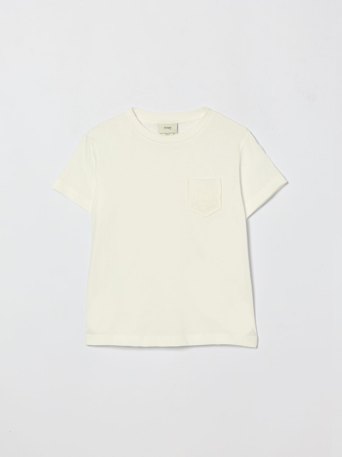 FENDI T-shirt in cotone con logo ricamato