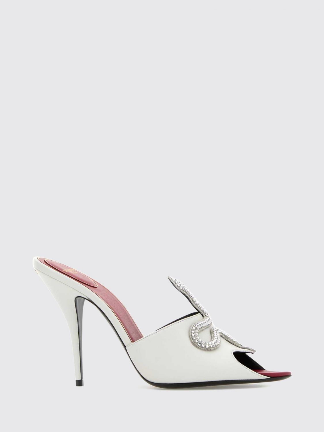 VALENTINO GARAVANI Leather Mules with VLogo Signature and Rhinestones