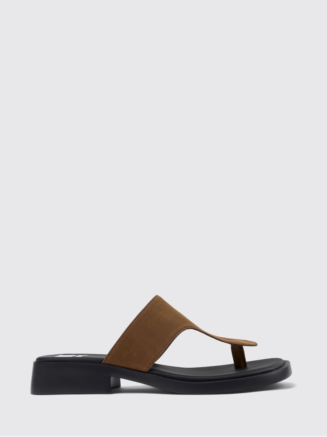 CAMPER Dana Nubuck Leather Thong Sandals with Low Heel and Lightweight Sole