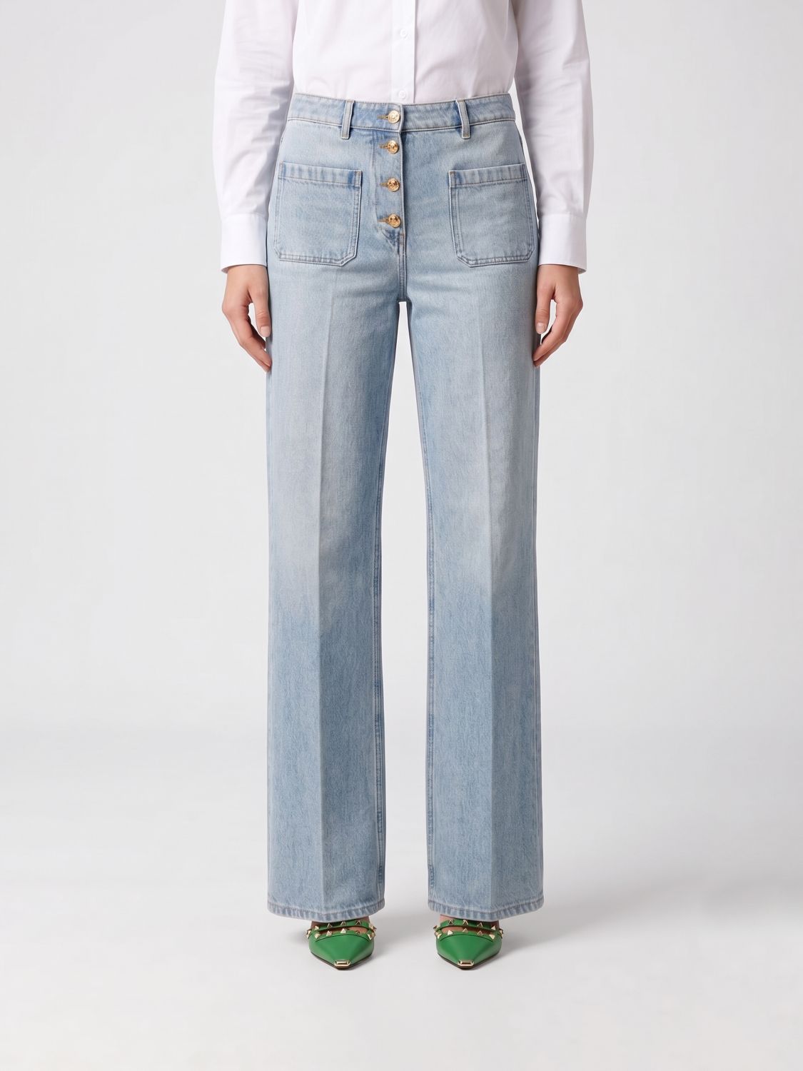 Valentino Straight Jeans in Cotton Denim