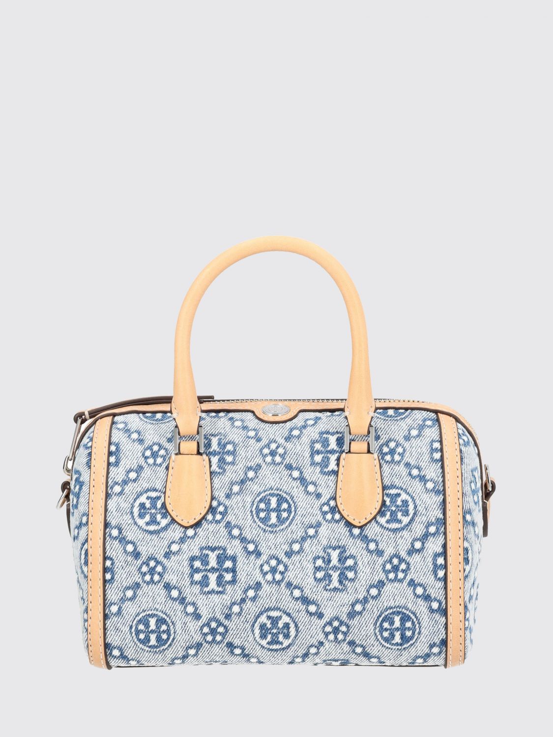 TORY BURCH Borsa T Monogram in denim con monogram jacquard