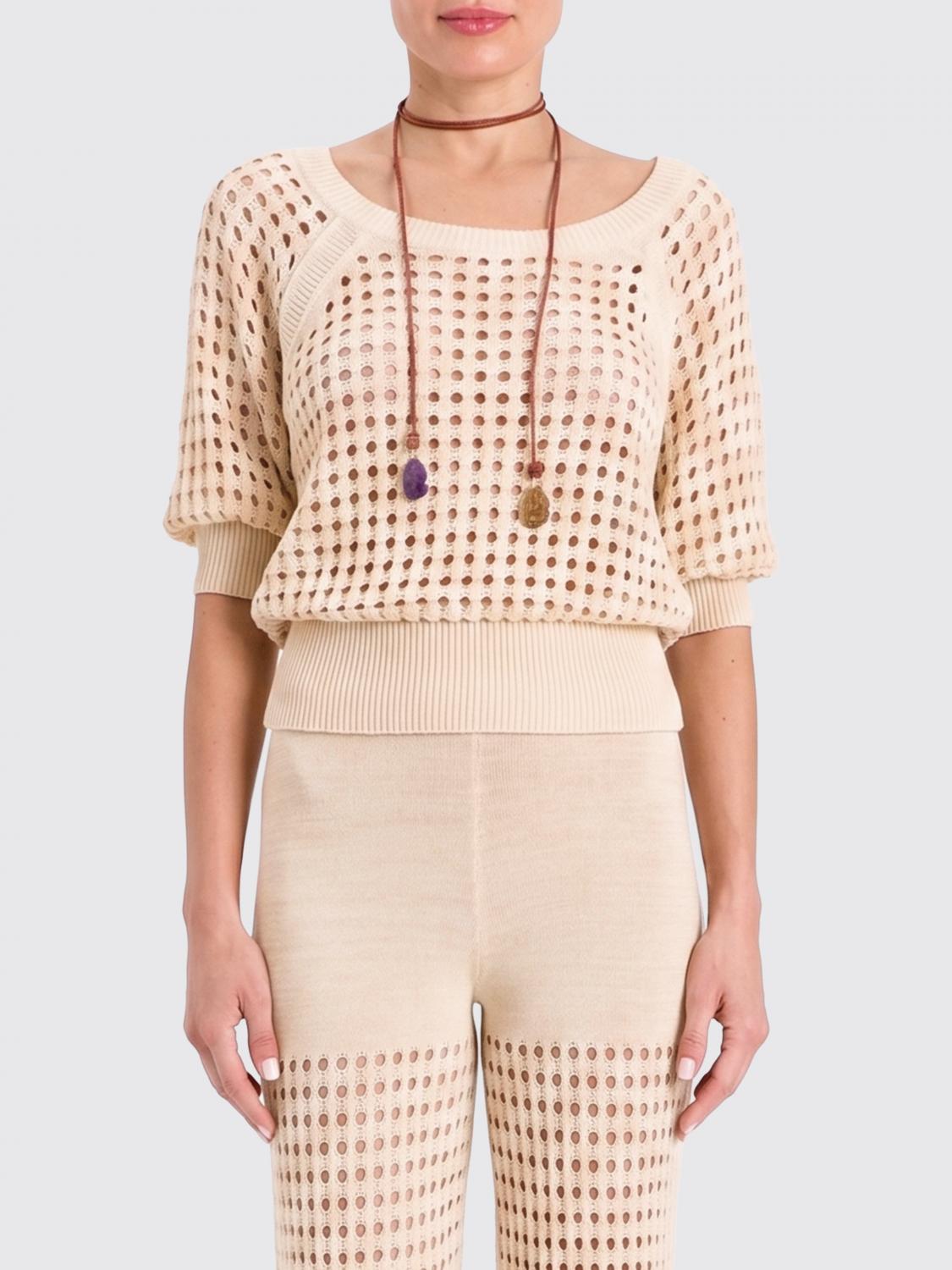 Actitude Twinset Perforated Cotton Knit Top