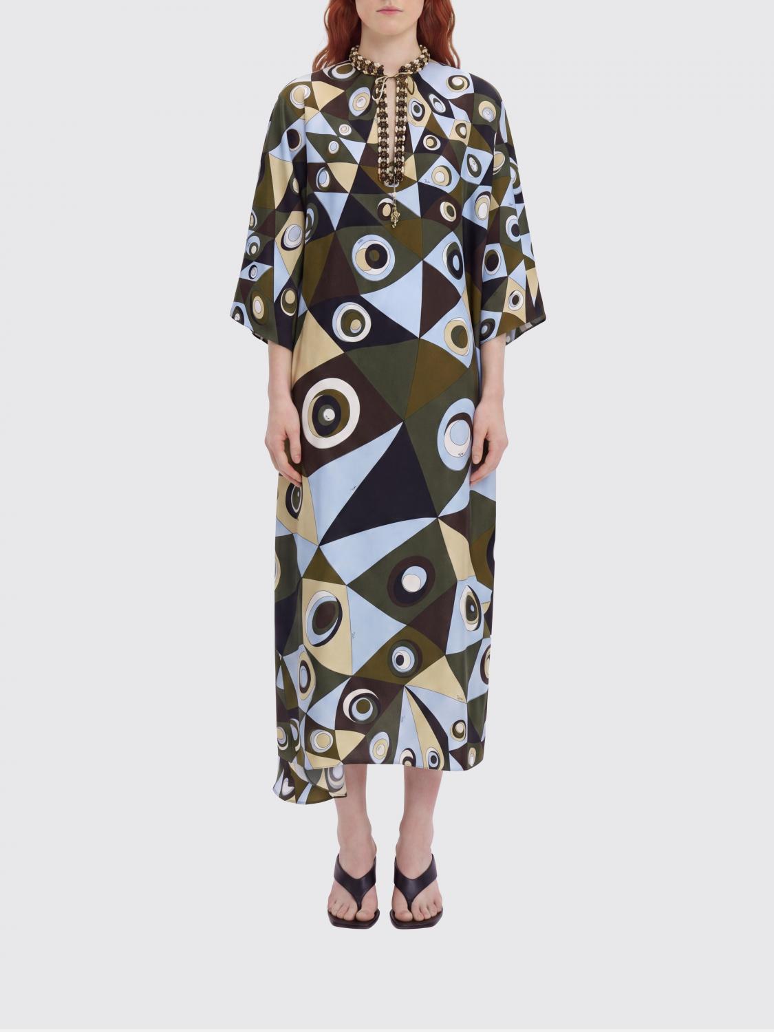 PUCCI Abito midi in seta stampata