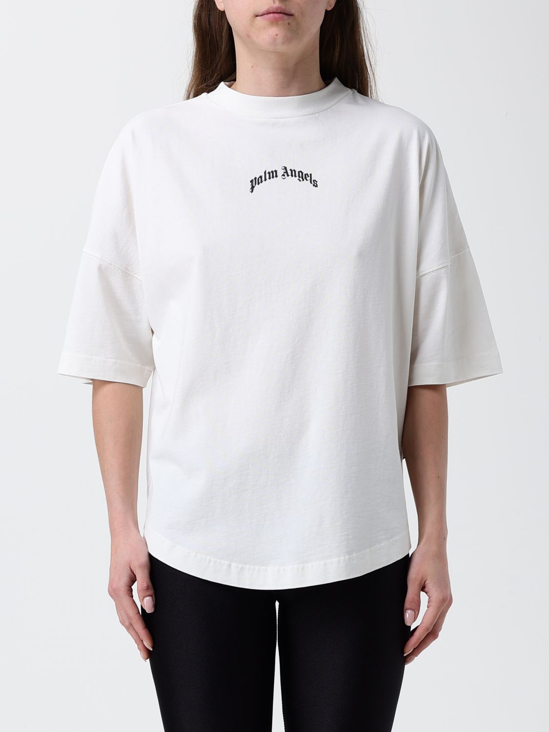 PALM ANGELS Cotton T-Shirt with Logo　PALM ANGELS ロゴ入りコットン Tシャツ PALM