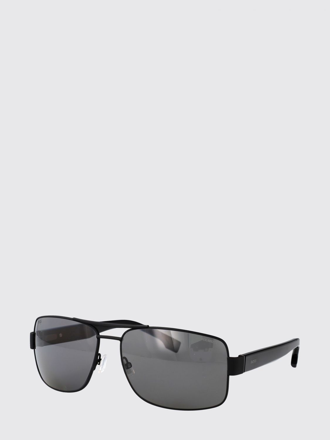 BOSS Rectangular metal aviator sunglasses with logo lettering