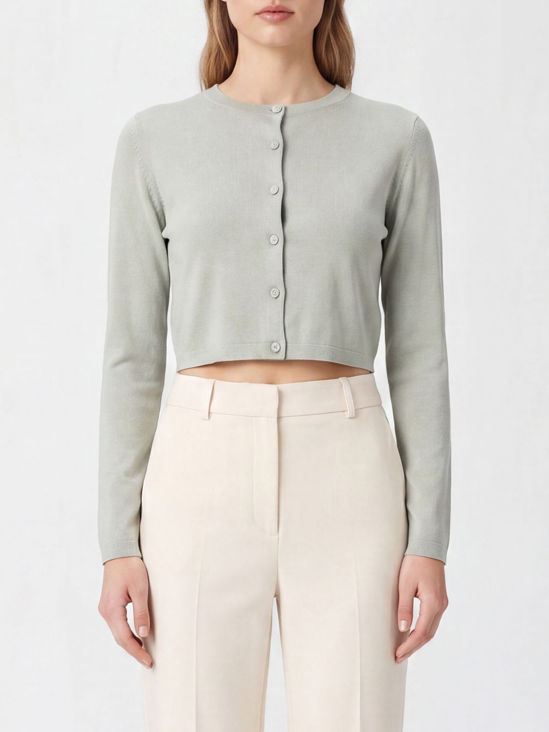 MAX MARA Silk and Cashmere Crew Neck Cardigan
