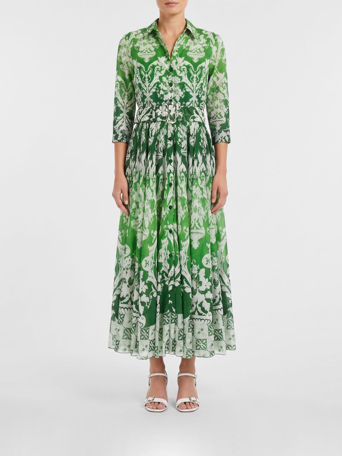 SAMANTHA SUNG Abito Aster midi in cotone stampato