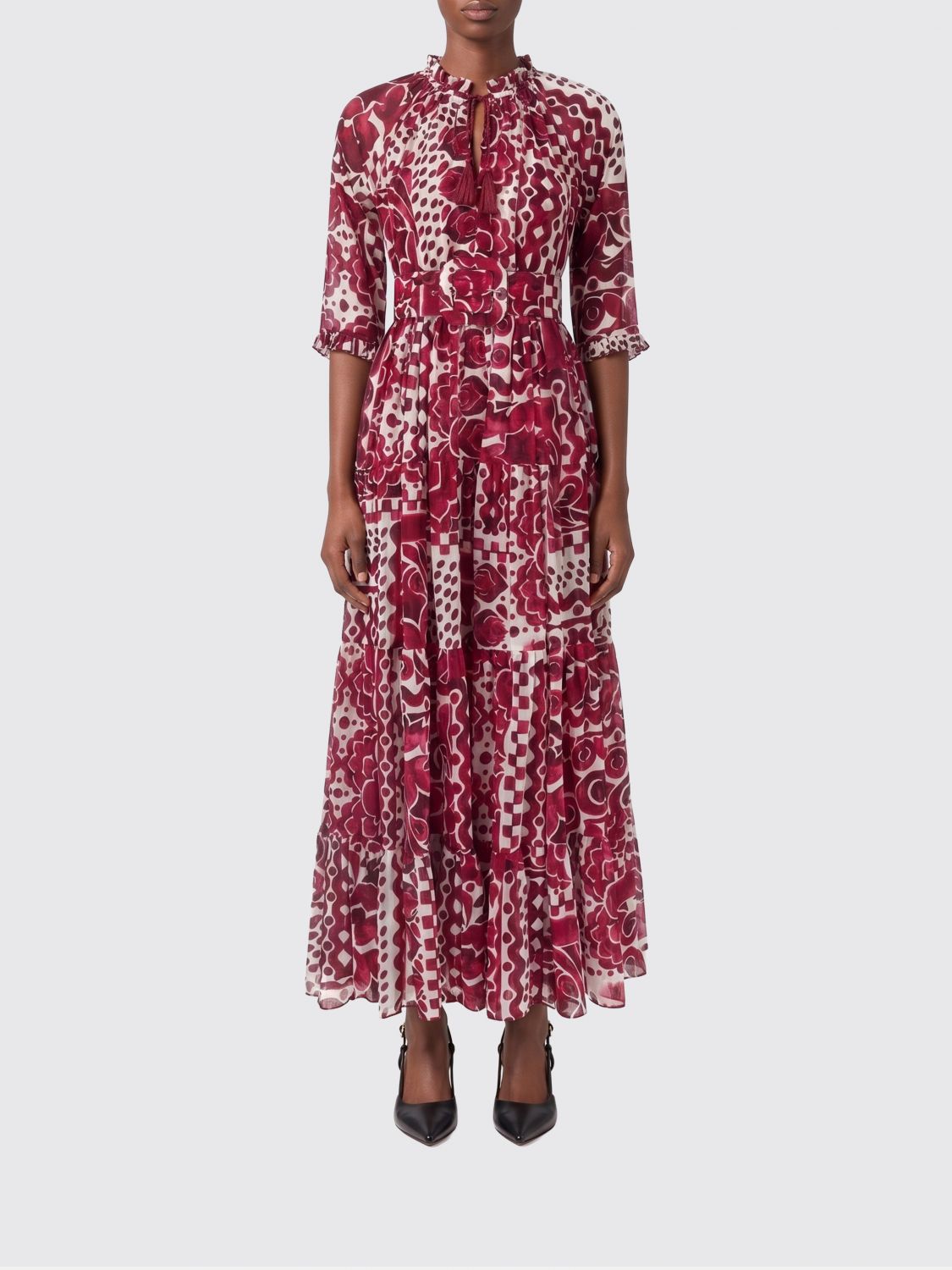 Samantha Sung Eden A-Line Floral Print Cotton Midi Dress