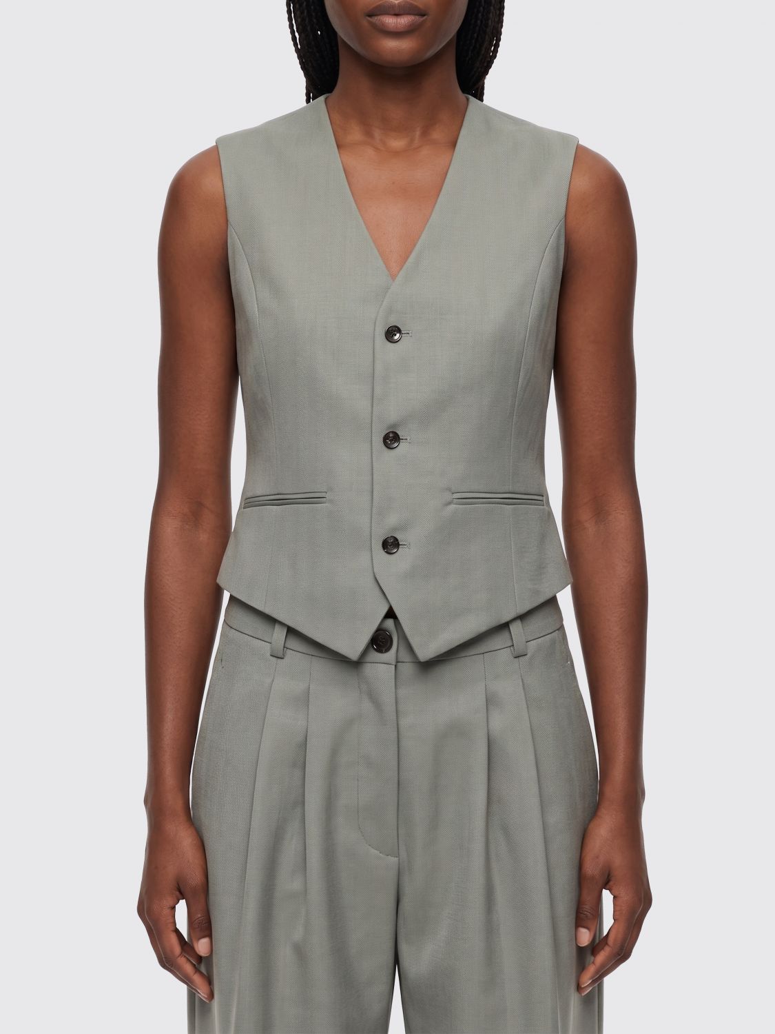 ANINE BING Gilet a monopetto in misto lana