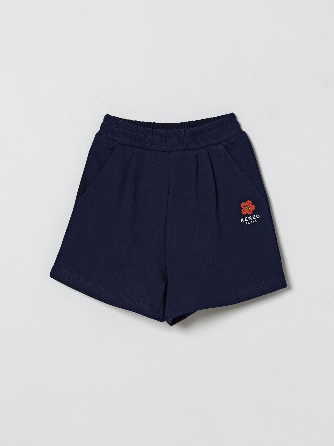 Kenzo Kids Boy's Cotton Shorts with Contrast Logo and Elastic Waist　ケンゾー キッズ ボーイズ コットン ショーツ コントラストロゴと伸縮性ウエスト付き Kenzo